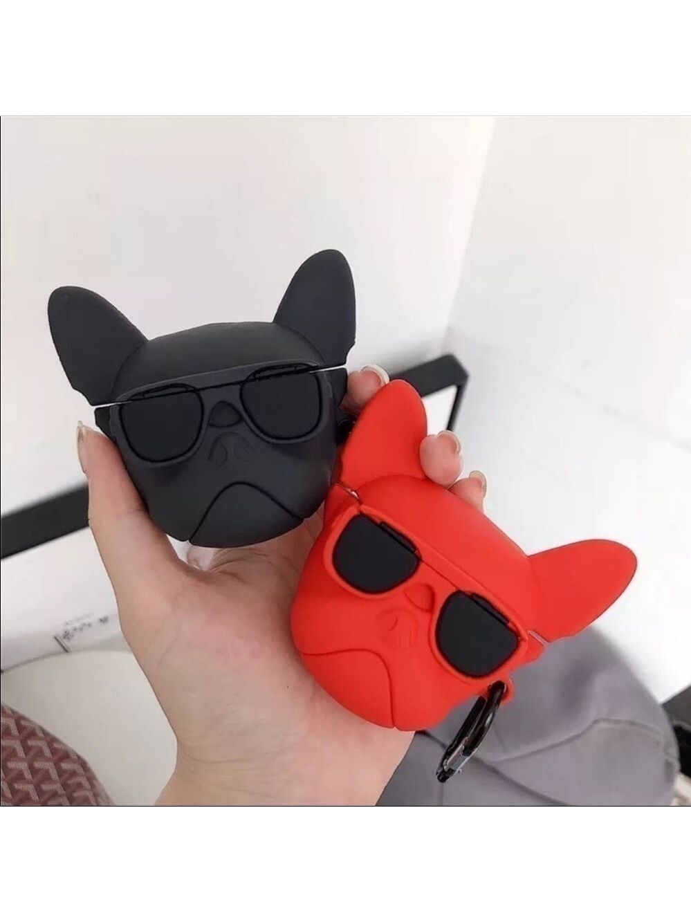 Red AirPods Pro Only - Adorable Frenchie Bulldog Case Earbuds Case - Picture 2 of 7